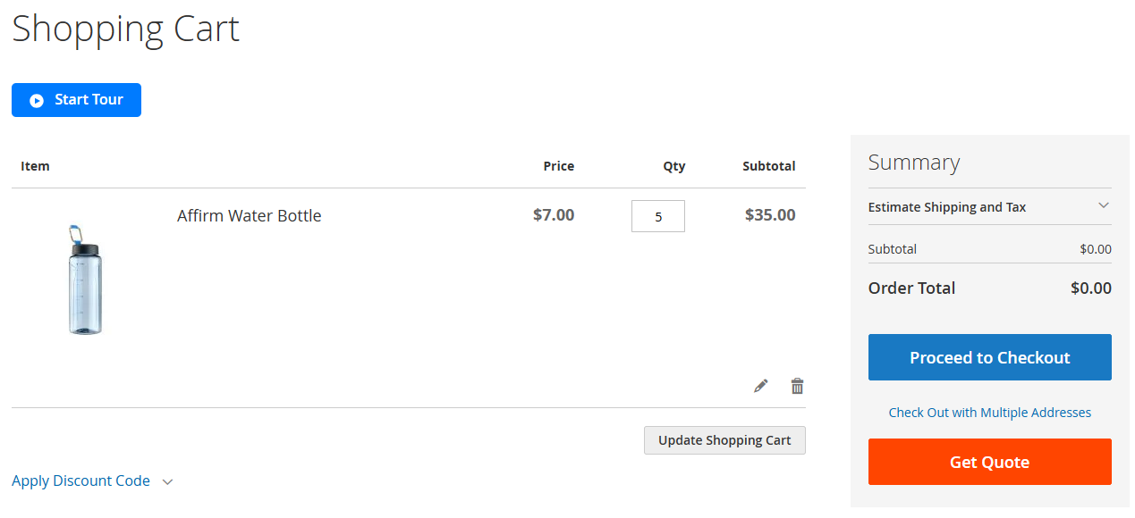 Request a Quote button on the product page next to Add to Cart