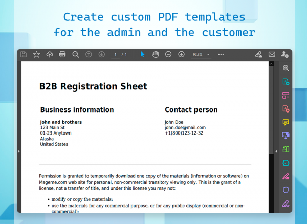 Create custom form PDF templates for the admin and the customer