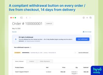 Withdraw-from-contract button on the Magento 2 order view - EU Withdrawal