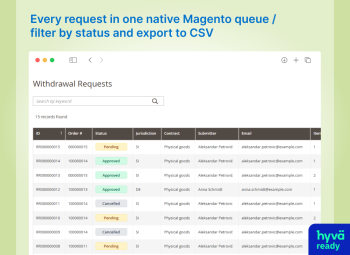 Admin withdrawal-request queue with CSV export - EU Withdrawal