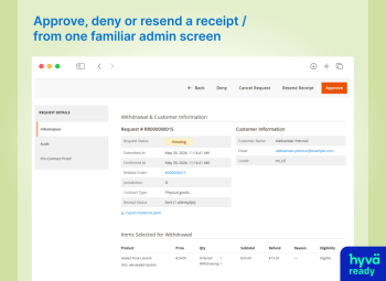 Withdrawal request detail in Magento 2 admin - EU Withdrawal