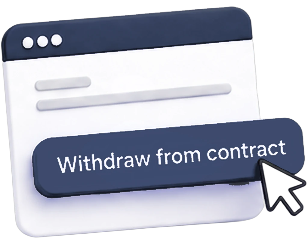 3D icon: a clearly labelled withdrawal button in a browser window