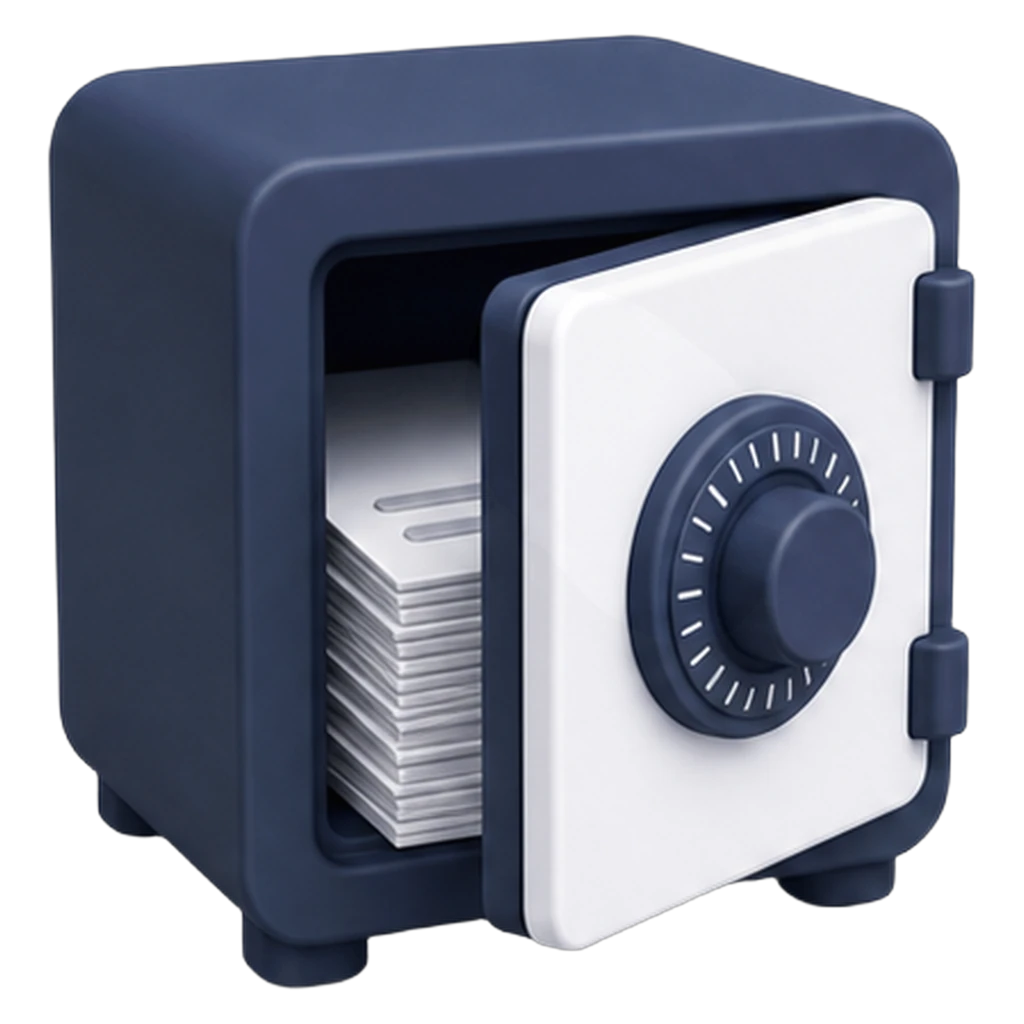 Illustration: a tamper-proof activity log locked inside a vault